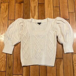 Joe’s Jeans knit ivory sweater blouse with puffy sleeves